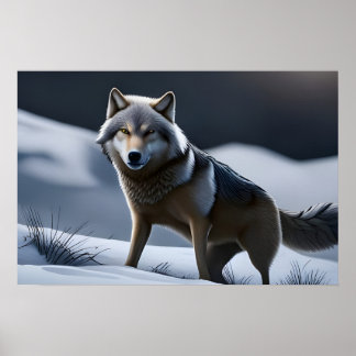 A Lone Wolf on the Hunt Poster
