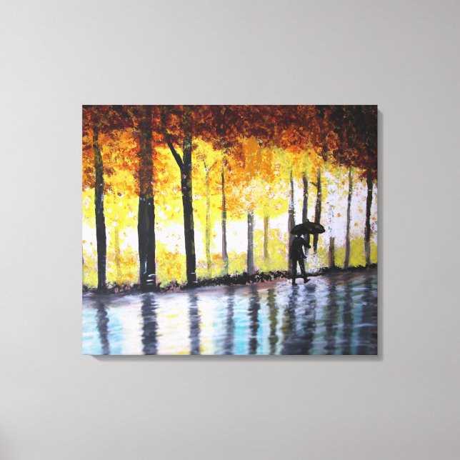 A LONELY WALK IN THE RAIN CANVAS PRINT (Front)