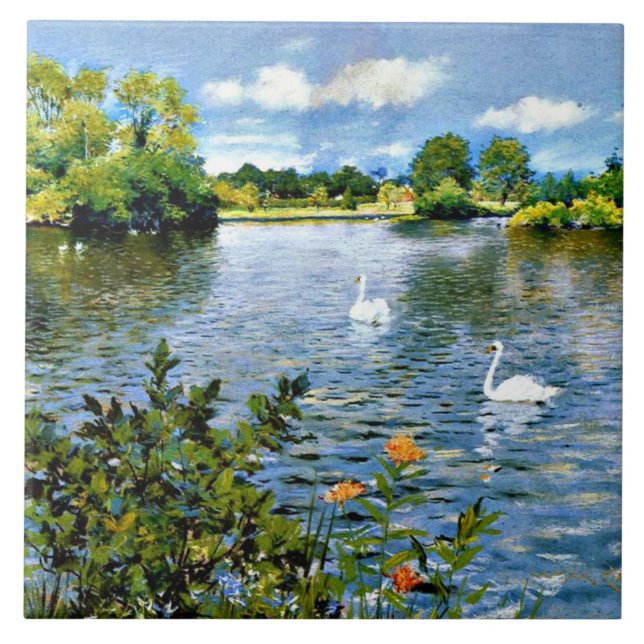 A Long Island Lake, fine art, Tile (Front)