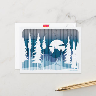 A long winter night in the forgotten forest -   postcard