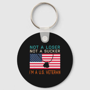 A Loser Sucker I Am A Us Veteran Biden 2020 Anti T Keychain