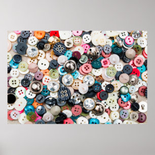 A lot of colourful sewing buttons of different col poster