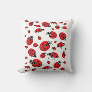 A lot of Ladybugs Lucky Pattern  Throw Pillow