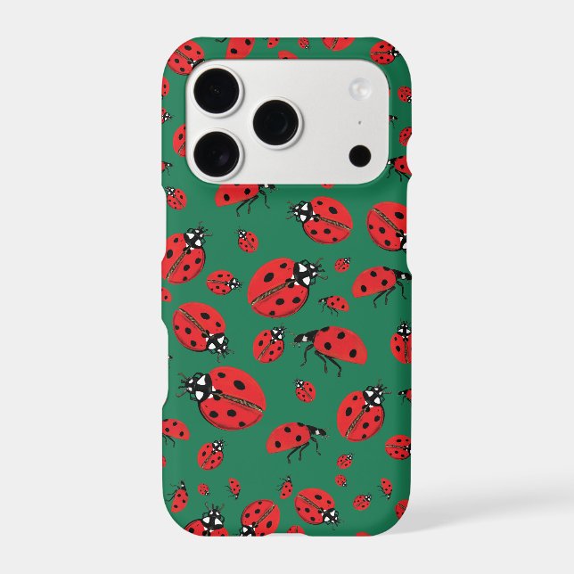 A lot of Red Ladybugs Lucky Pattern Green (Back)