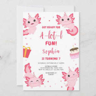 A Lot'l Fun Axolotl Kids Birthday Invitation