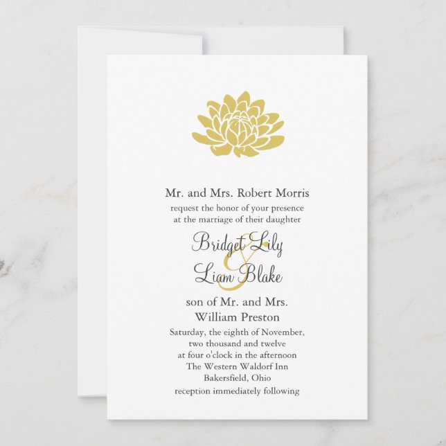 A Lotus Flower Wedding invitation (yellow) (Front)