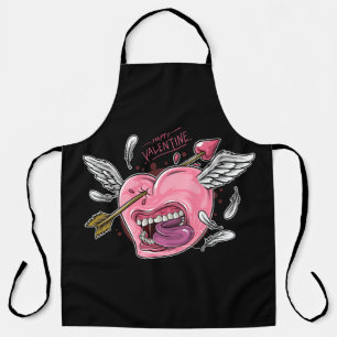 a love heart with lips and wings that are hit by l apron