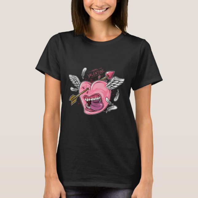 a love heart with lips and wings that are hit by l T-Shirt (Front)