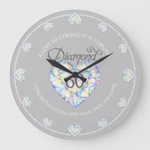 A love so strong diamond wedding 60th large clock