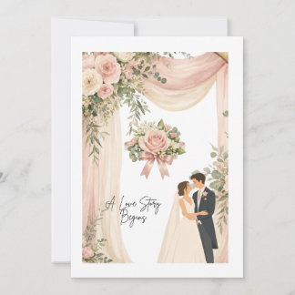 A Love Story Begins Elegant Wedding Card & Invitat