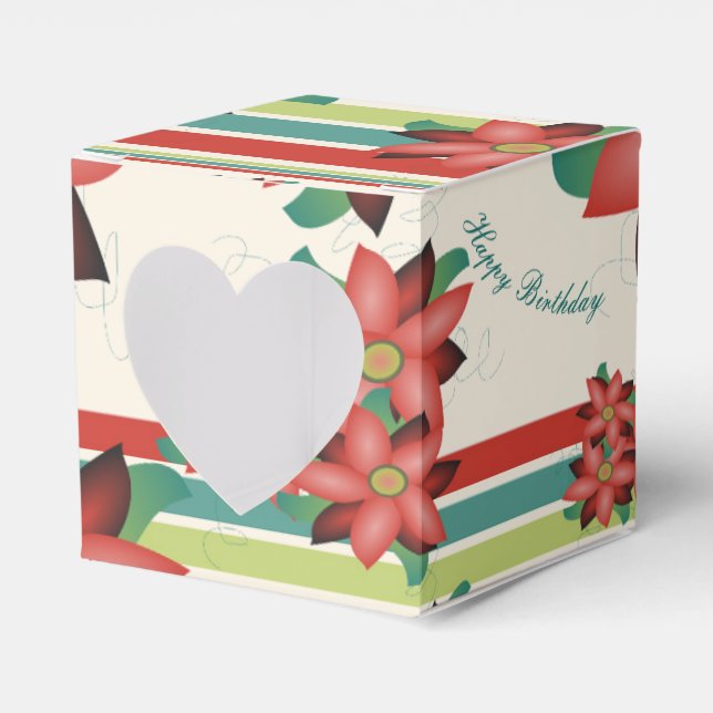 A Lovely Flowered Paper Heart Chocolate Favour Box (Front Side)