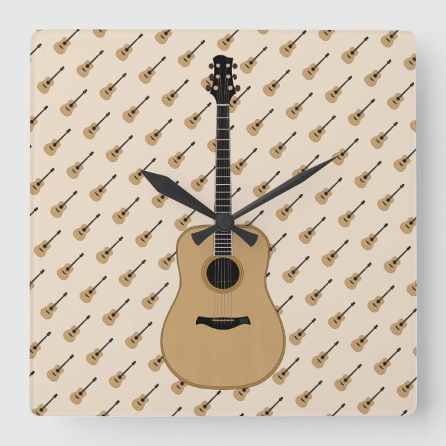 A lovely guitar square wall clock (Front)