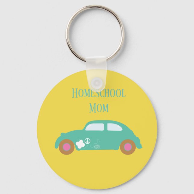A lovely homeschool mom hippie car keychain (Front)