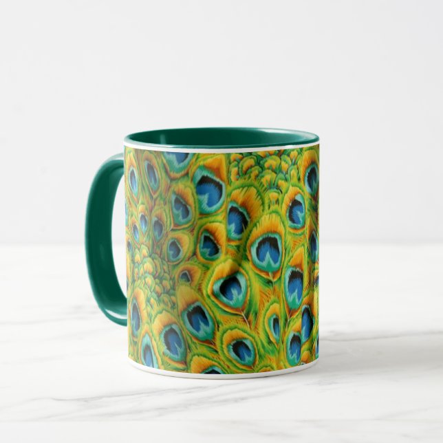 A Lovely Philip Jacobs Fabric Peacock Feather Mug (Front Left)