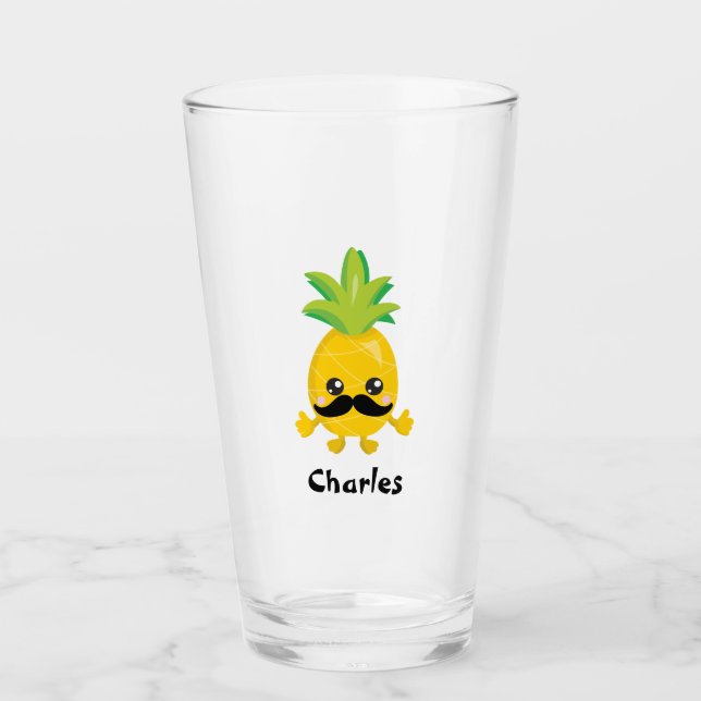 A lovely pineapple moustache glass (Front)