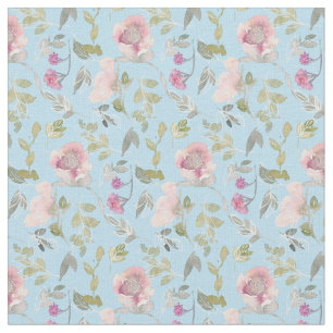 A lovely pink roses painted in watercolor fabric