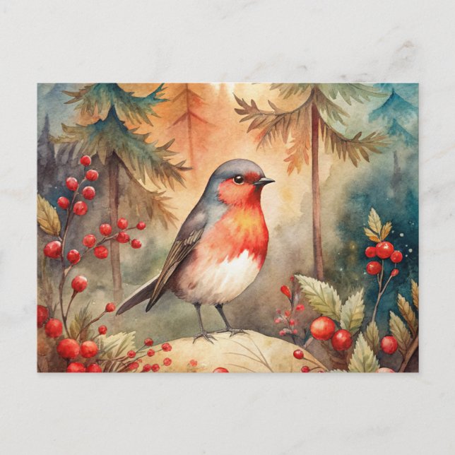 A lovely Robin in Autumn Postcard (Front)