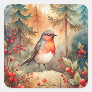 A lovely Robin in Autumn Square Sticker