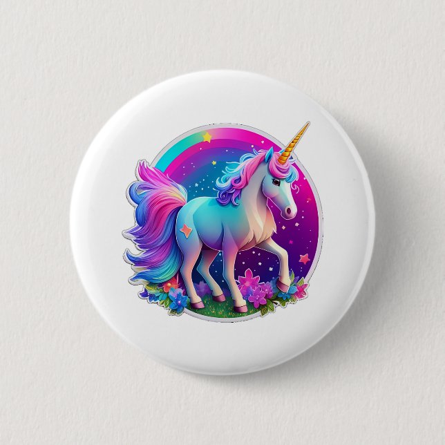A Lovely Unicorn  2 Inch Round Button (Front)
