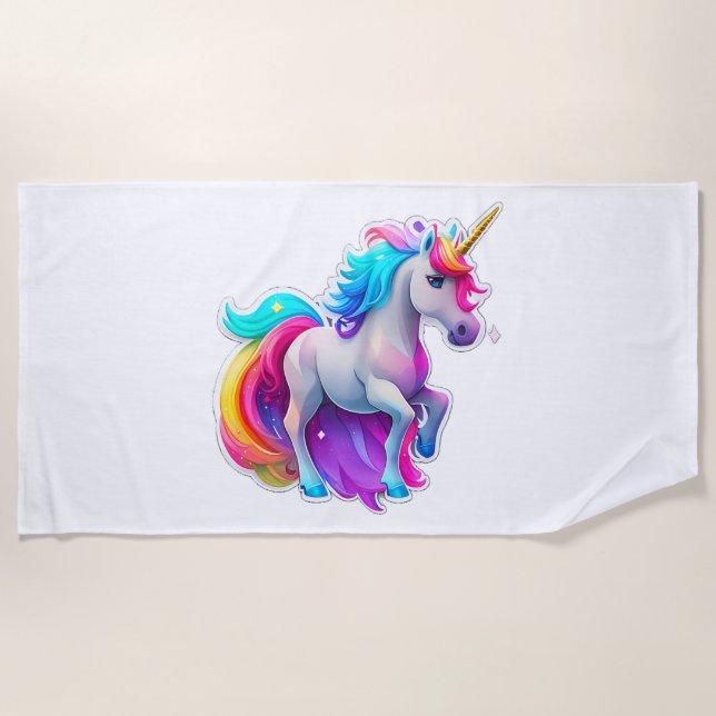 A Lovely Unicorn Sticker 2 Beach Towel (Front)
