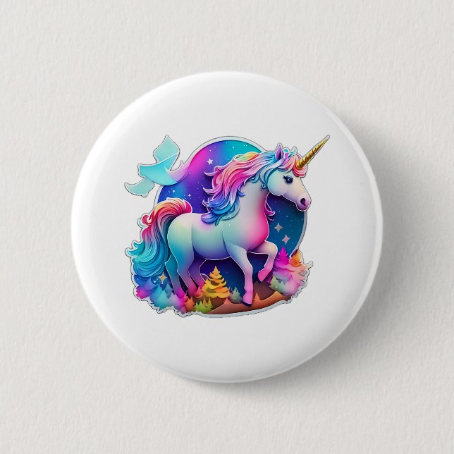 A Lovely Unicorn Sticker  2 Inch Round Button (Front)