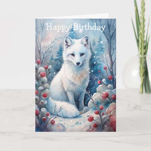 A Lovely White Fox in Winter Card (Front)