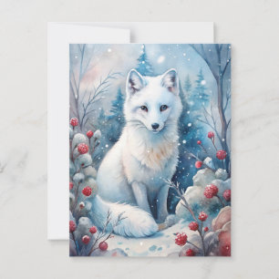 A Lovely White Fox in Winter Postcard