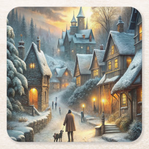 A Lovely Winter Scene Square Paper Coaster