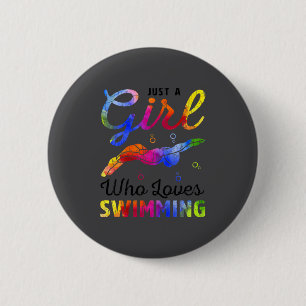 A Loves Swimming Swimmer Player 2 Inch Round Button
