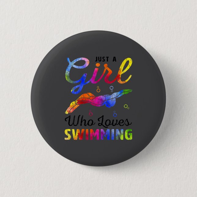 A Loves Swimming Swimmer Player 2 Inch Round Button (Front)