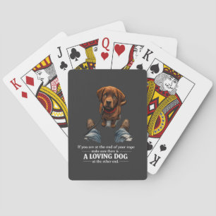 A loving dog is needed if at the end of your rope playing cards