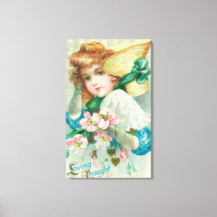 A Loving Thought Maiden with Bonnet Canvas Print