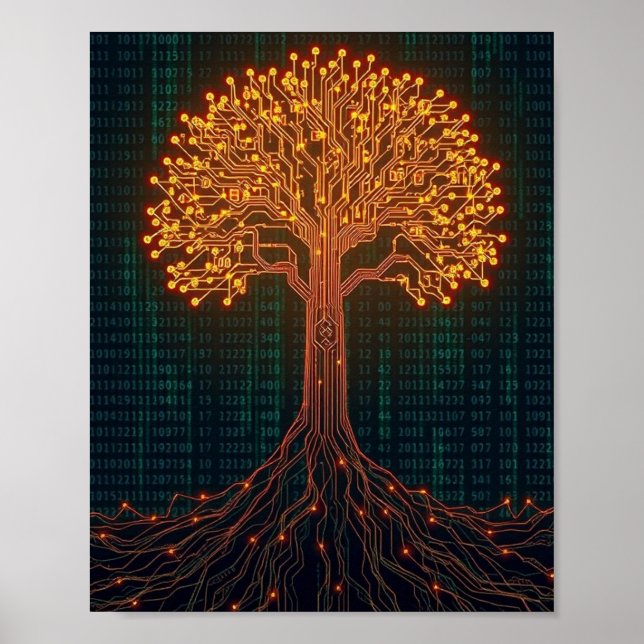 A Luminous Circuit Board Tree Poster (Front)