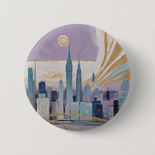 A Lunar Cityscape 2 Inch Round Button (Front)