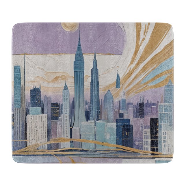 A Lunar Cityscape Cutting Board (Front)
