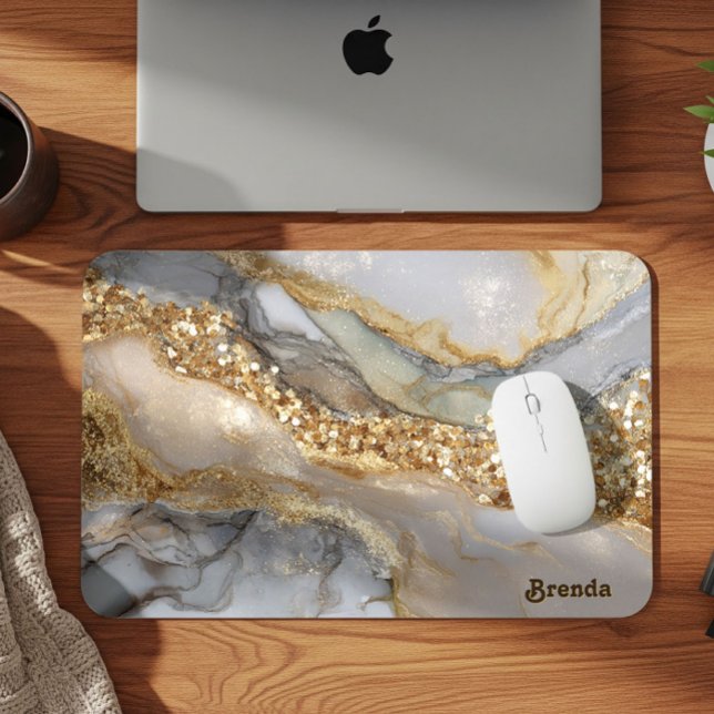 A luxurious gold and white marble background mouse pad (Creator Uploaded)