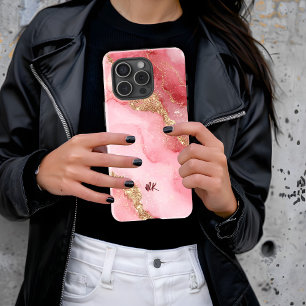A luxurious pink marble background iPhone 16 pro case