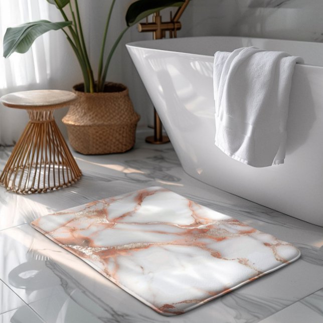 A luxurious rose-gold marble background bath mat (Creator Uploaded)