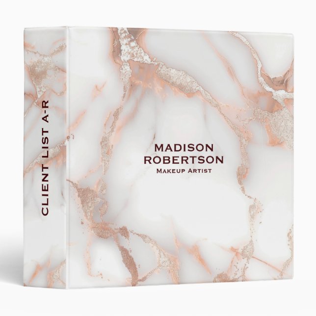 A luxurious rose-gold marble background binder (Front/Spine)