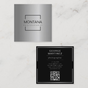 A luxurious silver with qr-code calling card