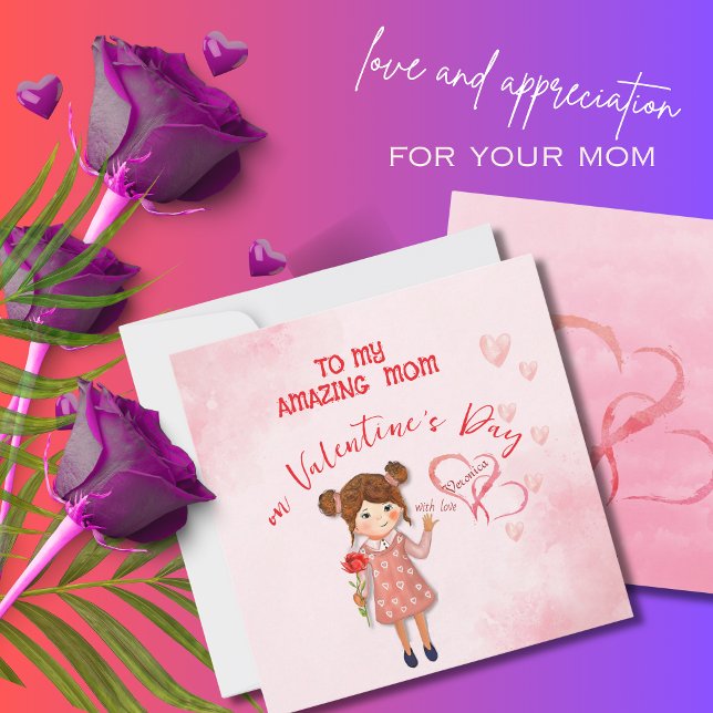 À ma Extraordinaire carte de la Saint Valentin (Zazzle To my Amazing Mom Valentine's Day Card (Front))