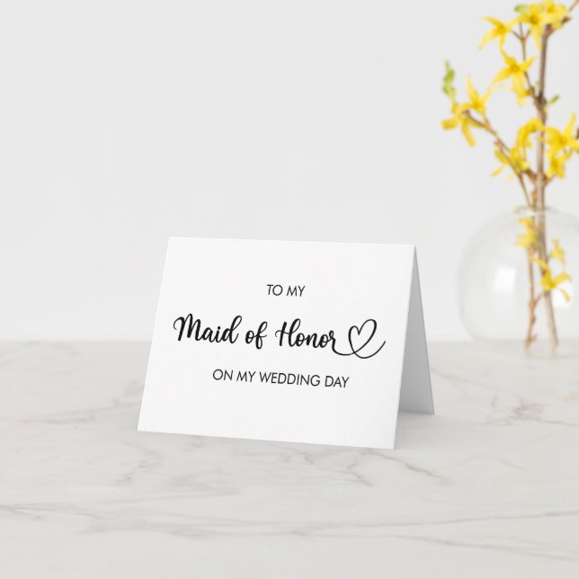 À ma femme d'honneur sur ma carte pliée le jour de (Fleur jaune)
