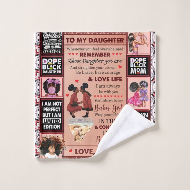 À ma fille Cadeau d'anniversaire, mignonne maman C (Gant de toilette)