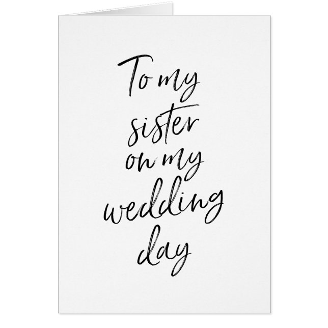 À ma soeur sur mon en lettres élégant du mariage | (Devant)