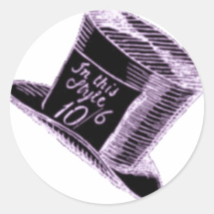 A Mad Hatter Hat in Black with Purple Tint Classic Round Sticker