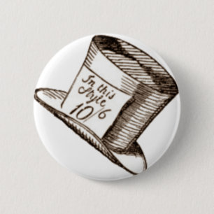 A Mad Hatter Hat in Sepia 2 Inch Round Button