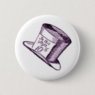 A Mad Hatter Hat with Purple Tint 2 Inch Round Button