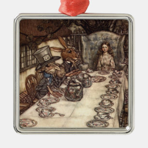 A Mad Hatter Tea Party by Arthur Rackham Metal Ornament
