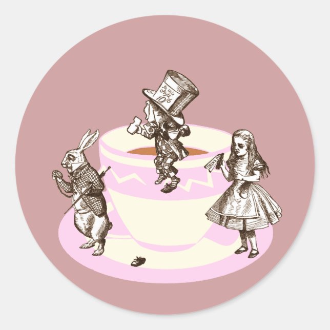 A Mad Tea Party Classic Round Sticker (Front)