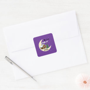 A Magical Christmas   Whimsical Santa Sleigh  Square Sticker